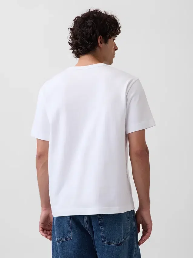 Camiseta de adulto de tejido grueso con corte holgado y logotipo