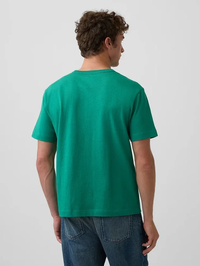 Camiseta de adulto de tejido grueso con corte holgado y logotipo