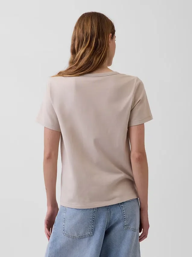 Camiseta de algodón orgánico Vintagesoft con cuello en V