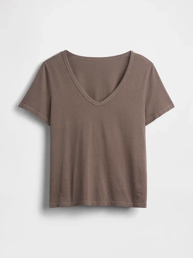 Camiseta de algodón orgánico Vintagesoft con cuello en V