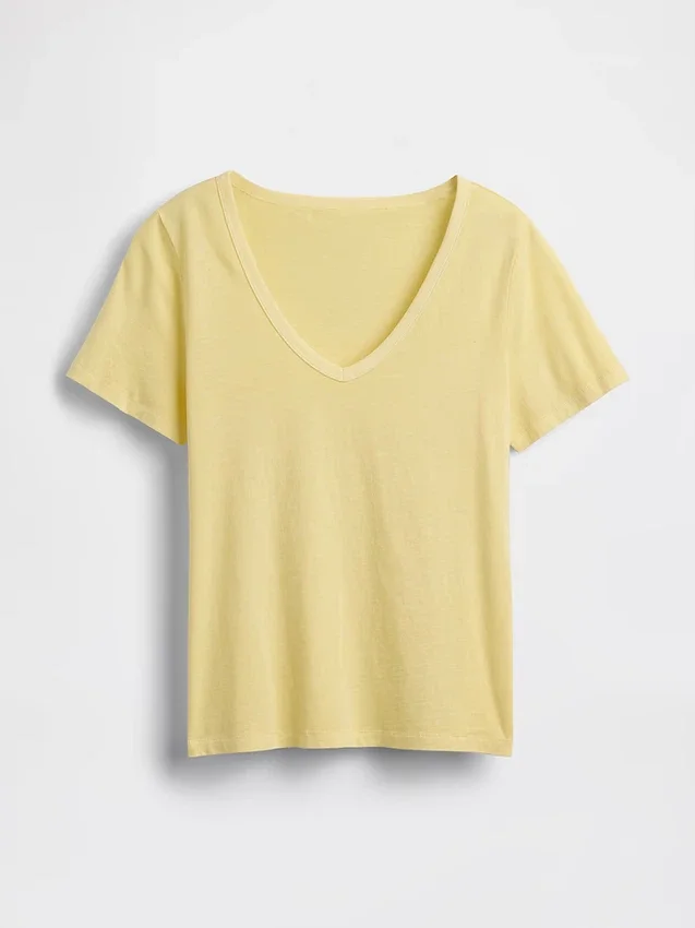 Camiseta de algodón orgánico Vintagesoft con cuello en V