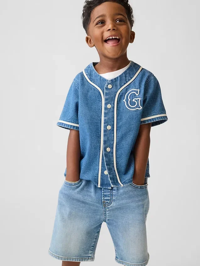 Camiseta de béisbol de denim con logotipo «Varsity» para Bebé y Niño
