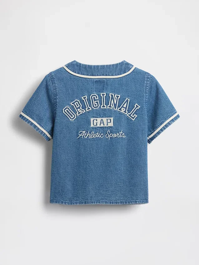 Camiseta de béisbol de denim con logotipo «Varsity» para Bebé y Niño