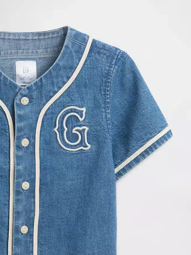 Camiseta de béisbol de denim con logotipo «Varsity» para Bebé y Niño