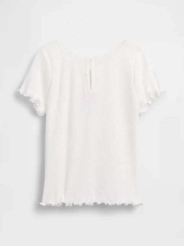 Camiseta de canalé bordada para bebés y niños pequeños