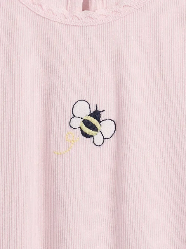 Camiseta de canalé bordada para bebés y niños pequeños