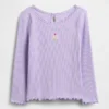 Camiseta de canalé con estampado bordado para bebés y niños