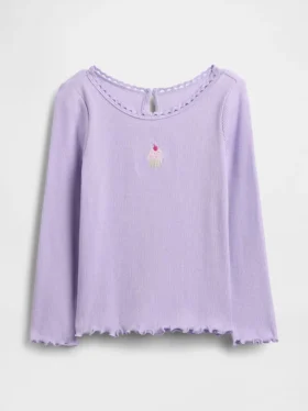 Camiseta de canalé con estampado bordado para bebés y niños