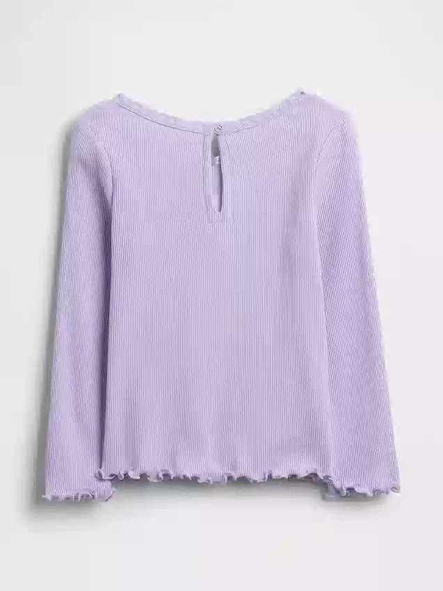 Camiseta de canalé con estampado bordado para bebés y niños