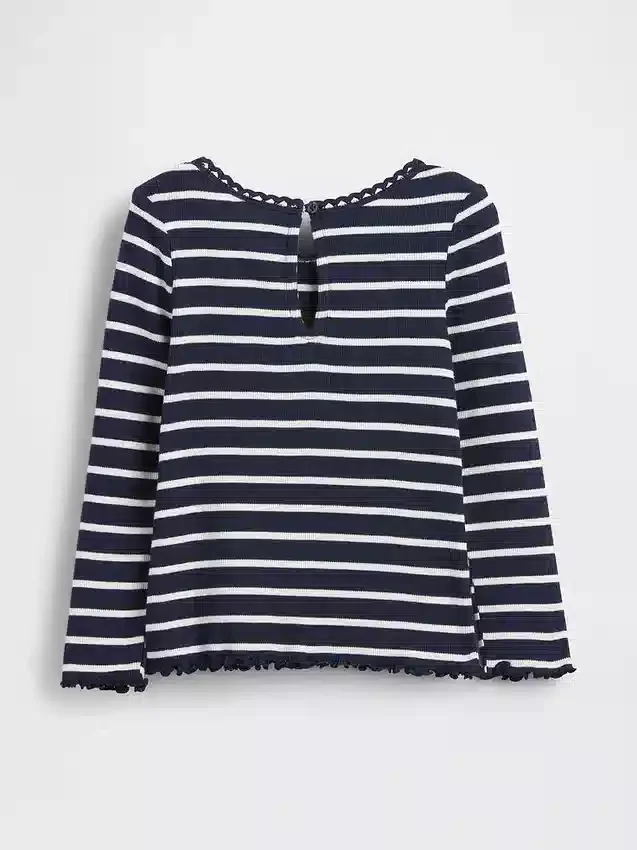 Camiseta de canalé con estampado bordado para bebés y niños