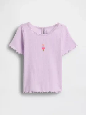 Camiseta de canalé con helado bordado para bebés y niños pequeños