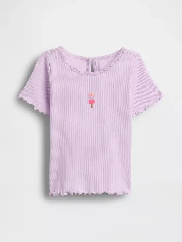 Camiseta de canalé con helado bordado para bebés y niños pequeños
