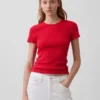 Camiseta de cuello redondo con punto pointelle