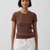Camiseta de cuello redondo con punto pointelle