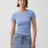 Camiseta de cuello redondo con punto pointelle