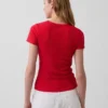 Camiseta de cuello redondo con punto pointelle
