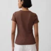 Camiseta de cuello redondo con punto pointelle