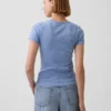 Camiseta de cuello redondo con punto pointelle
