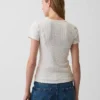 Camiseta de cuello redondo con punto pointelle