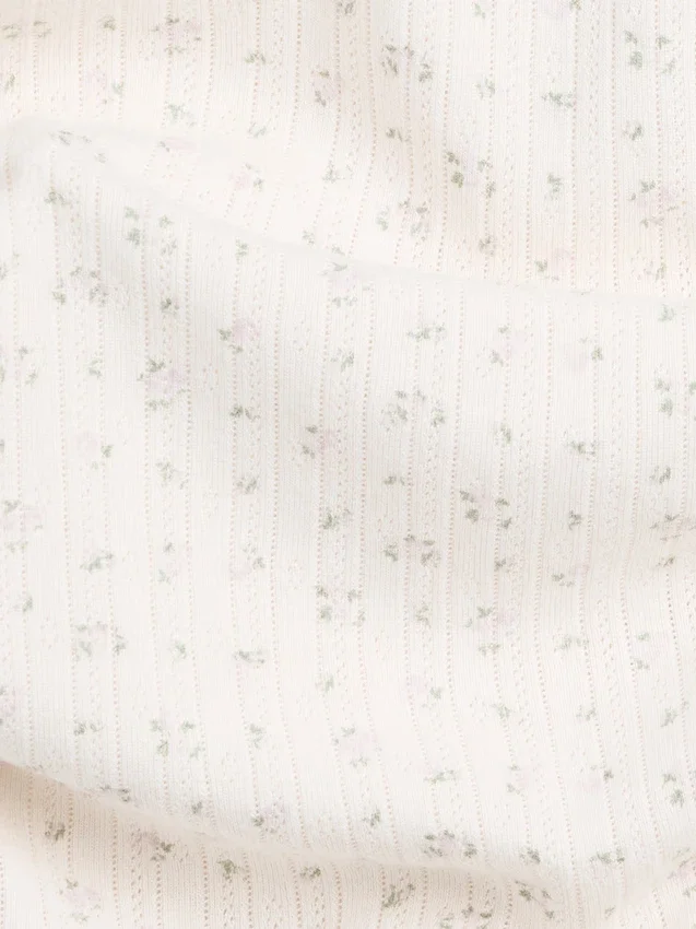 Camiseta de cuello redondo con punto pointelle