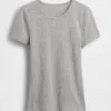 Camiseta de cuello redondo con punto pointelle