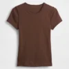 Camiseta de cuello redondo con punto pointelle