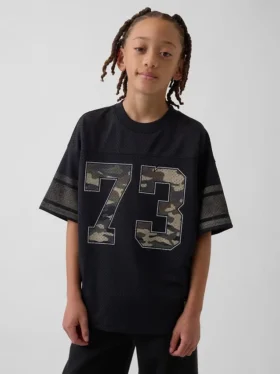 Camiseta de jersey con estampado oversize de malla para niños