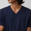 Camiseta de jersey de algodón con cuello en V