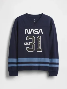Camiseta de jersey holgada para niños con motivos de la NASA