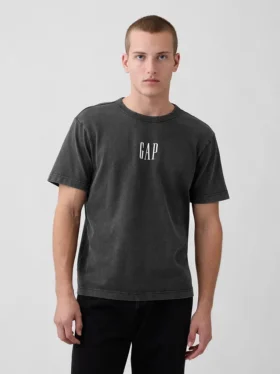 Camiseta de peso grueso con logo y corte holgado