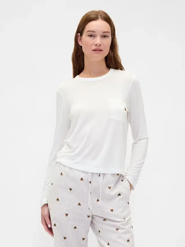 Camiseta de pijama con bolsillo de modal supersuave
