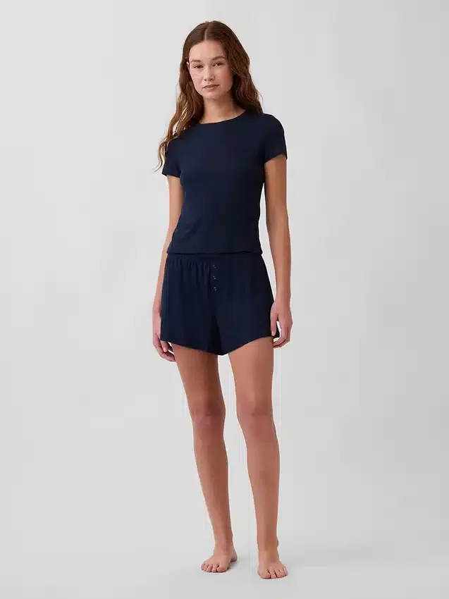 Camiseta de pijama con canalé fino