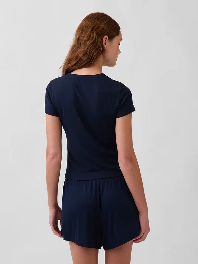 Camiseta de pijama con canalé fino