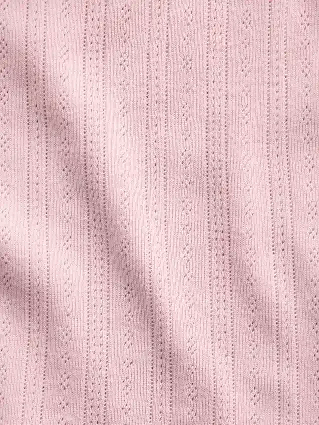 Camiseta de pijama con punto calado y dobladillo ondulado