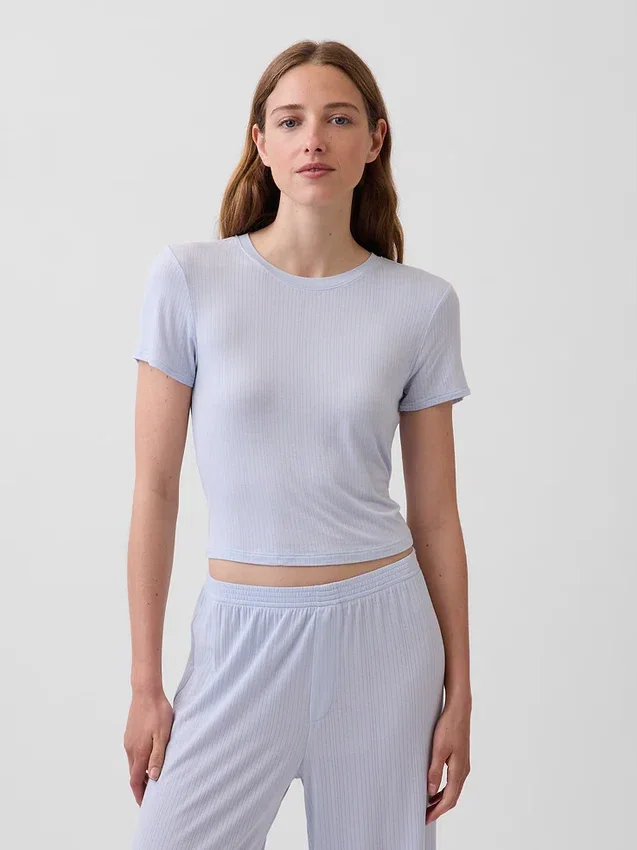Camiseta de pijama de modal acanalado ultrasuave