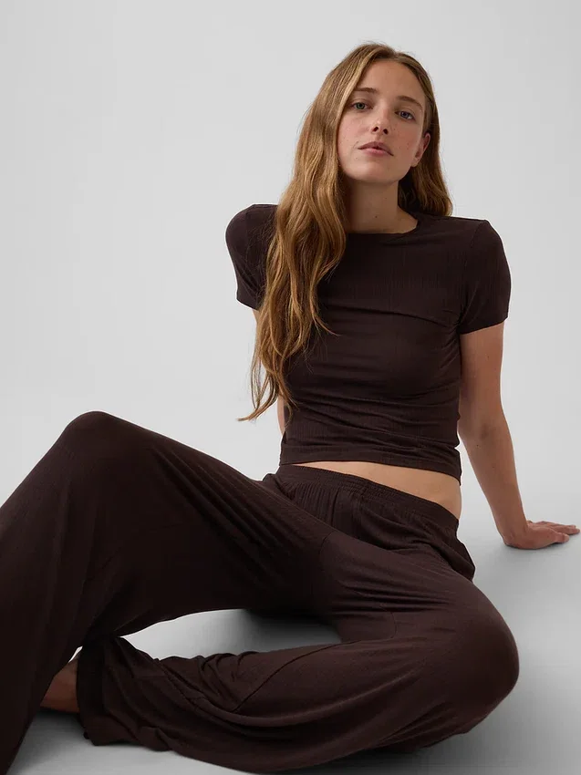 Camiseta de pijama de modal acanalado ultrasuave