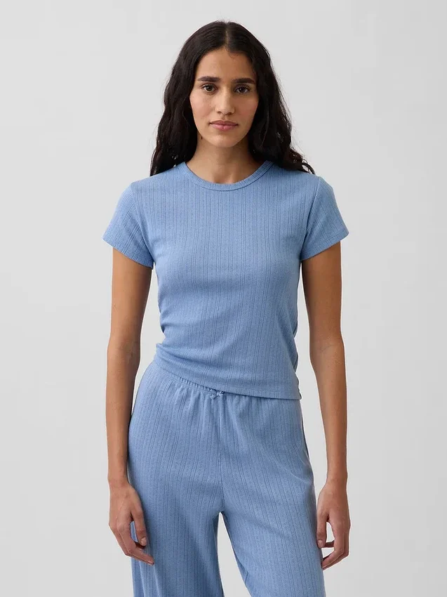Camiseta de pijama de punto calado