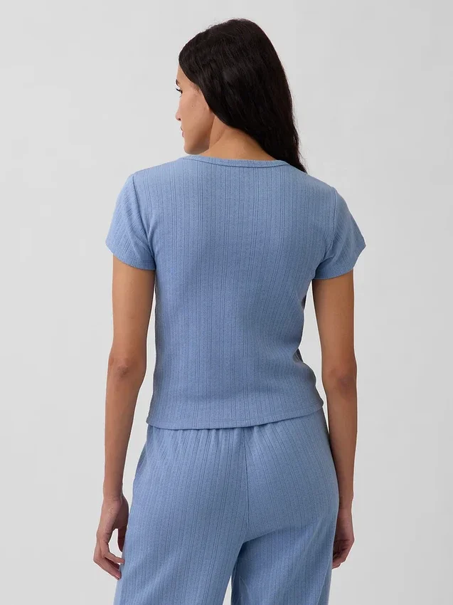 Camiseta de pijama de punto calado