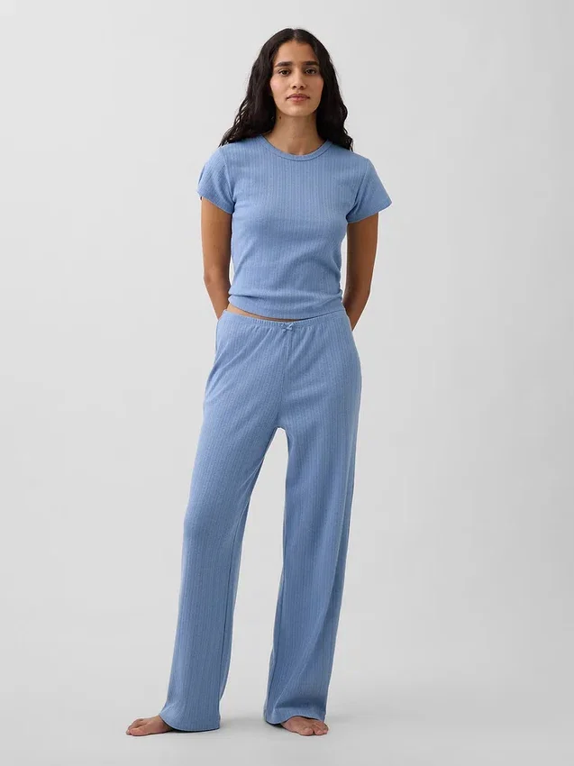 Camiseta de pijama de punto calado