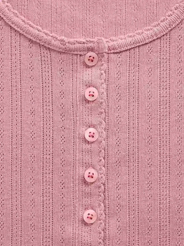 Camiseta de pijama Henley de punto calado de GAP × Summer Fridays