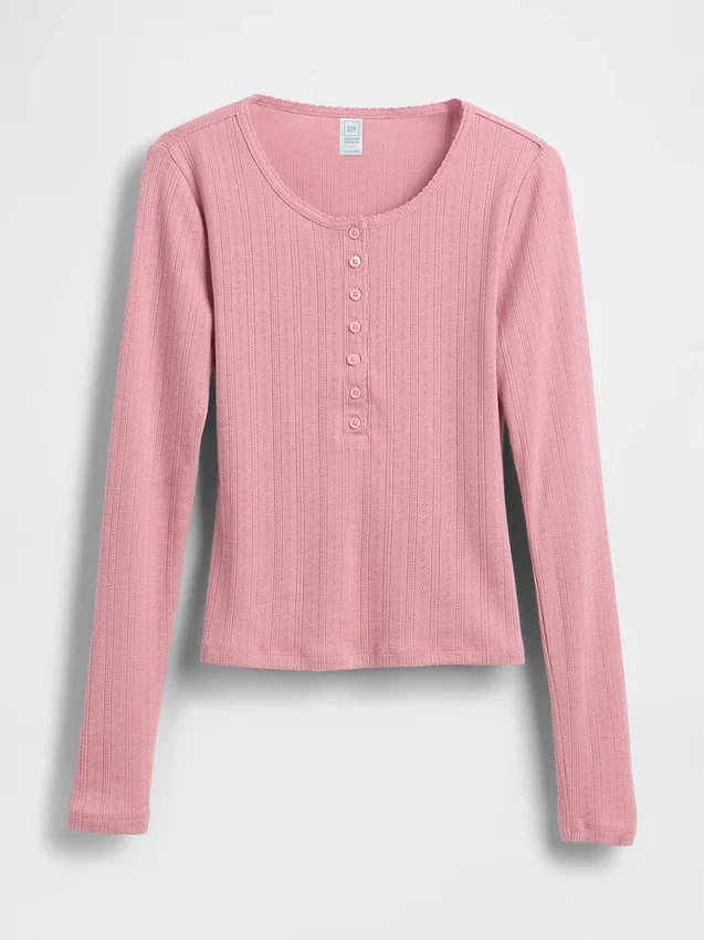 Camiseta de pijama Henley de punto calado de GAP × Summer Fridays