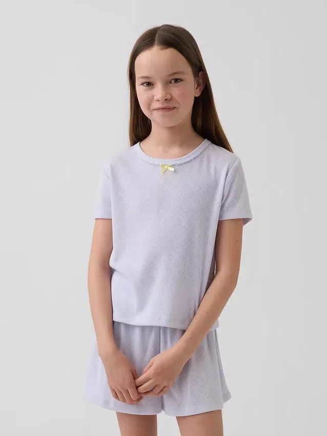 Camiseta de pijama infantil de punto calado reciclado