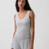 Camiseta de pijama sin mangas de modal supersuave con ribete de encaje