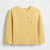 Camiseta de punto acanalado grueso con bolsillo para bebés y niños pequeños