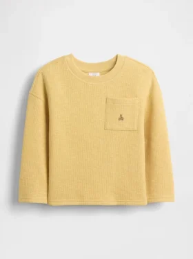 Camiseta de punto acanalado grueso con bolsillo para bebés y niños pequeños