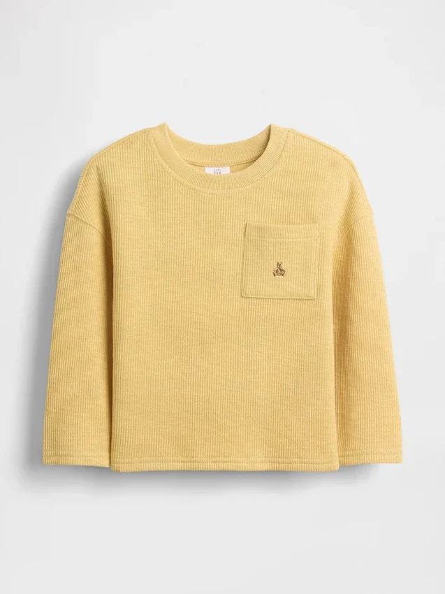 Camiseta de punto acanalado grueso con bolsillo para bebés y niños pequeños