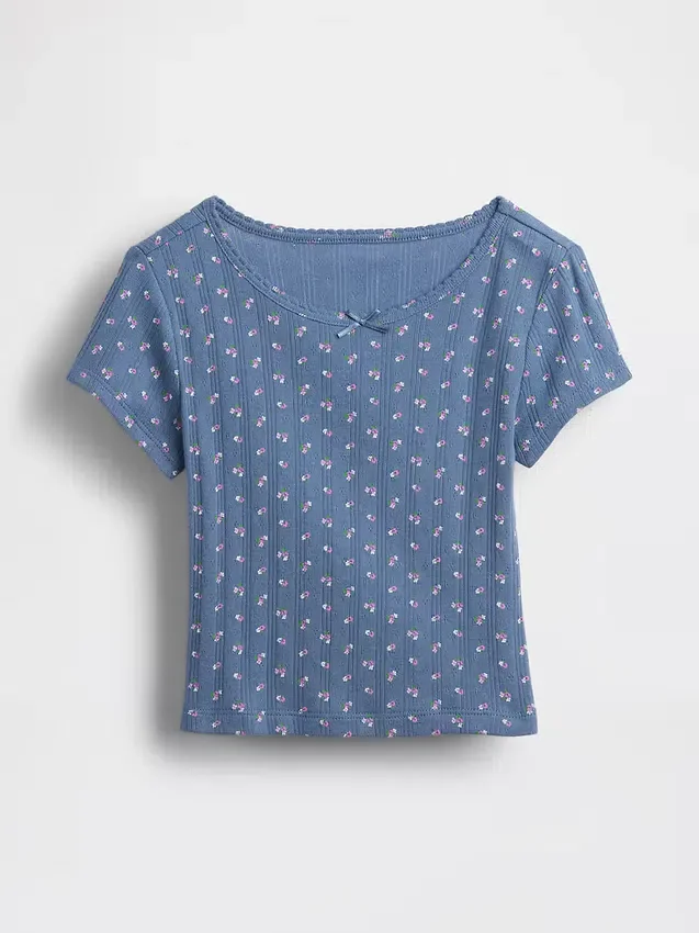 Camiseta de punto pointelle con canalé para bebés y niños pequeños