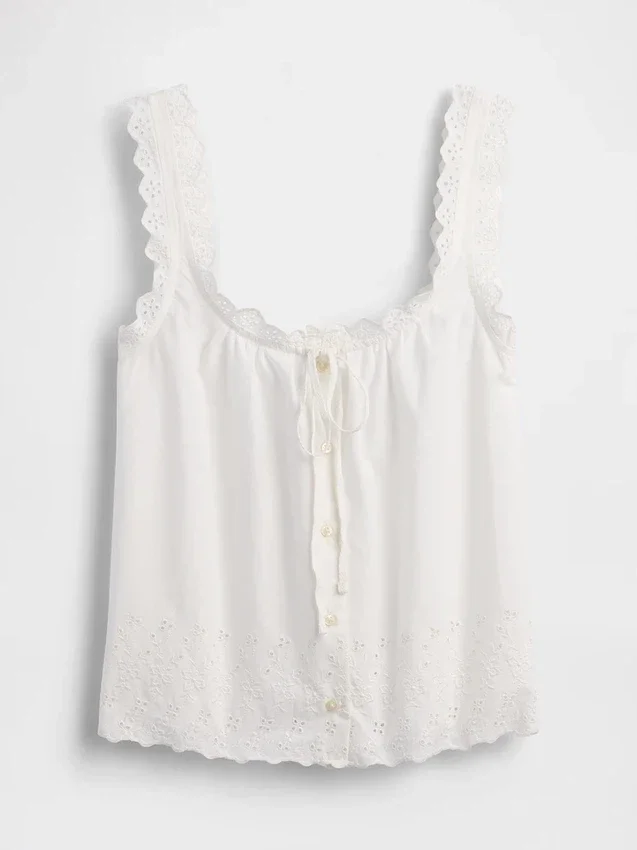 Camiseta de tirantes de pijama bordada