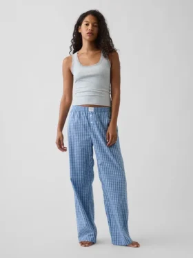Camiseta de tirantes de pijama con ribete de encaje y canalé fino