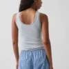Camiseta de tirantes de pijama con ribete de encaje y canalé fino